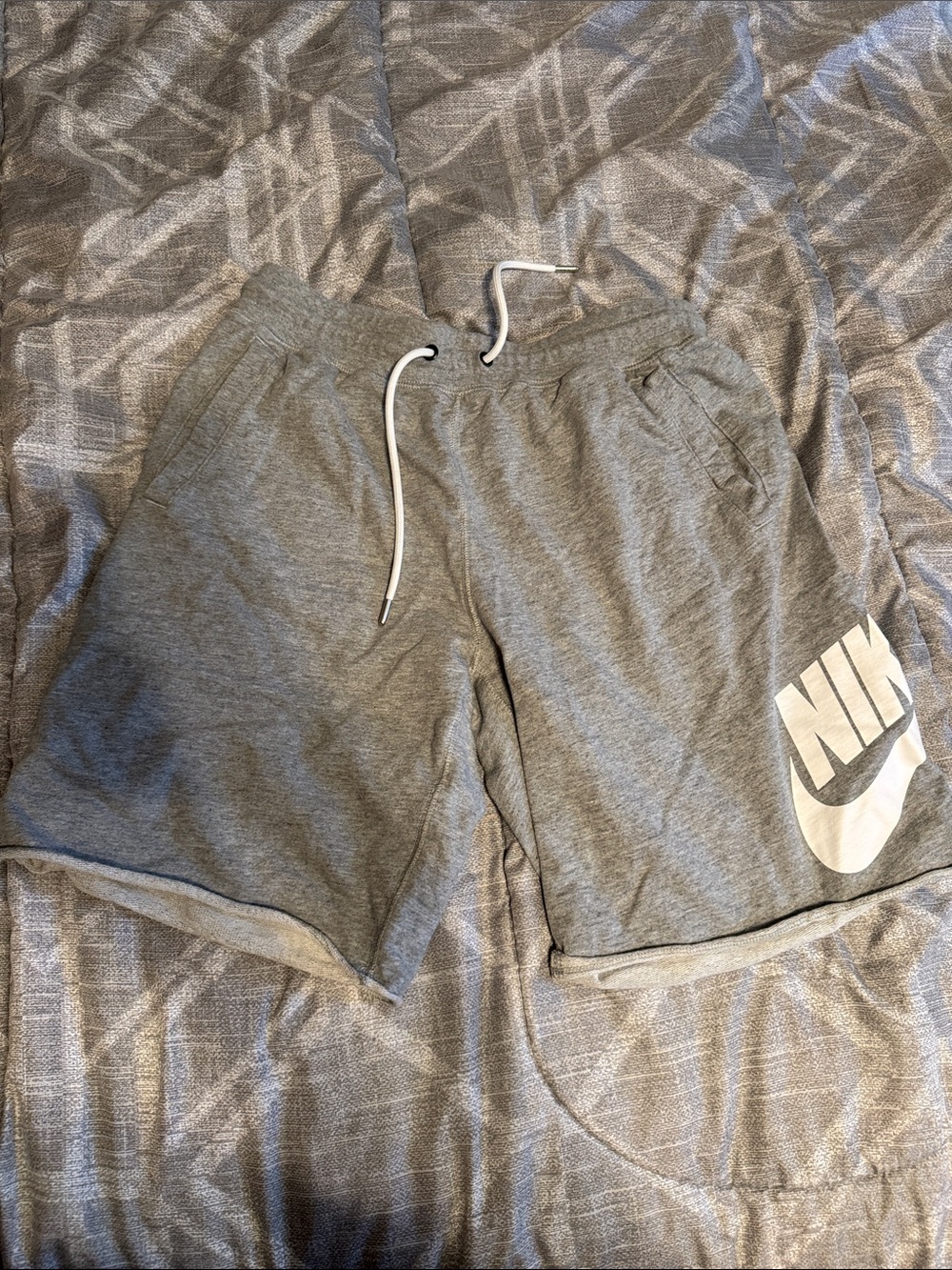 Nike Men’s Gray Athletic Logo Drawstring Shorts